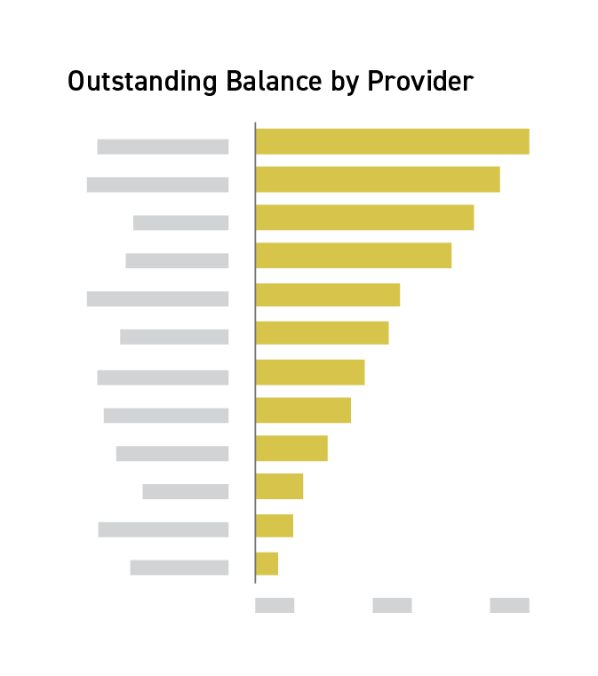Outstanding balance by provider bar graph